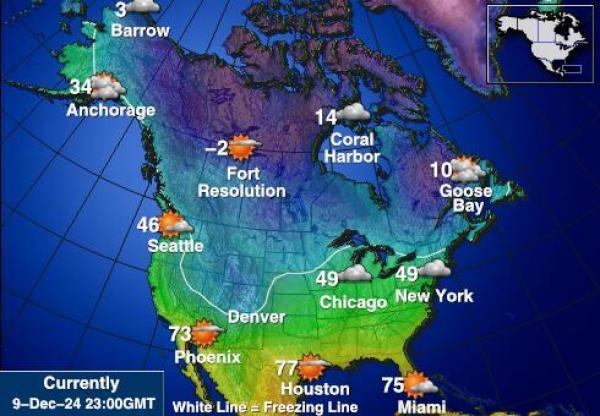 USA Alaska Sääennuste lämpötila kartalla 