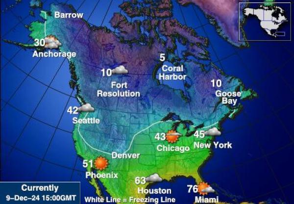 USA Alaska Sääennuste lämpötila kartalla 