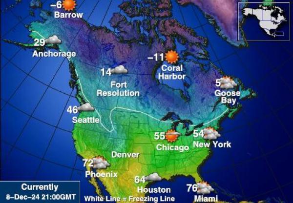 USA Alaska Sääennuste lämpötila kartalla 