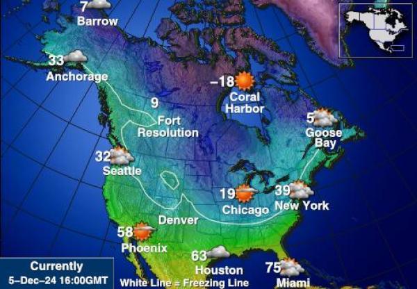 USA Alaska Sääennuste lämpötila kartalla 