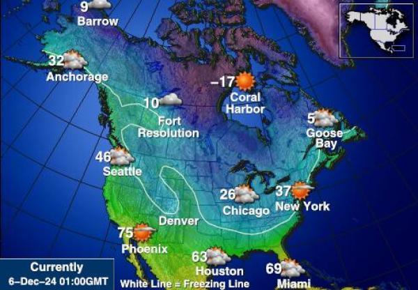 USA Alaska Sääennuste lämpötila kartalla 