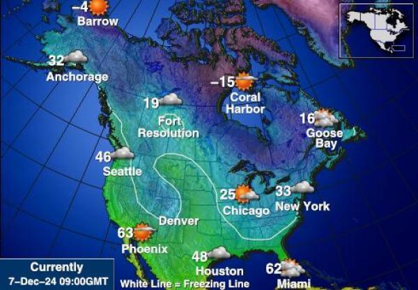 USA Alaska Sääennuste lämpötila kartalla 