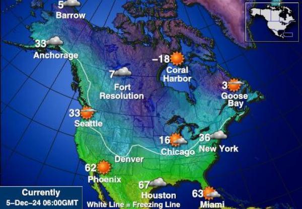 USA Alaska Sääennuste lämpötila kartalla 