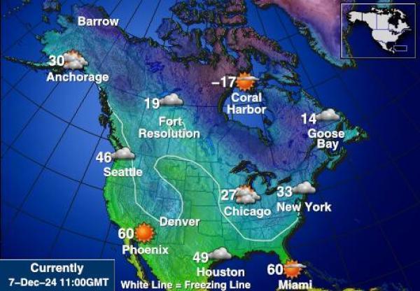 USA Alaska Sääennuste lämpötila kartalla 