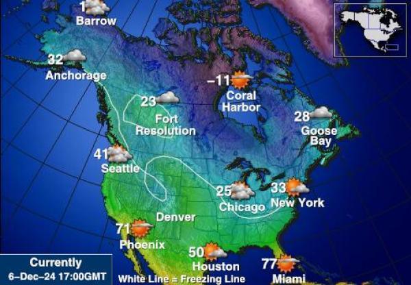 USA Alaska Sääennuste lämpötila kartalla 