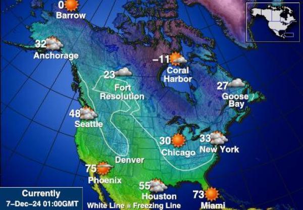 USA Alaska Sääennuste lämpötila kartalla 