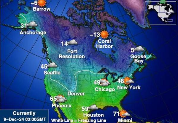 USA Alaska Sääennuste lämpötila kartalla 