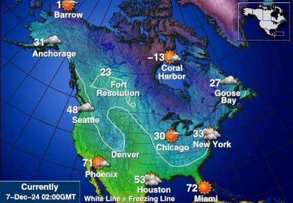 USA Alaska Sääennuste lämpötila kartalla 