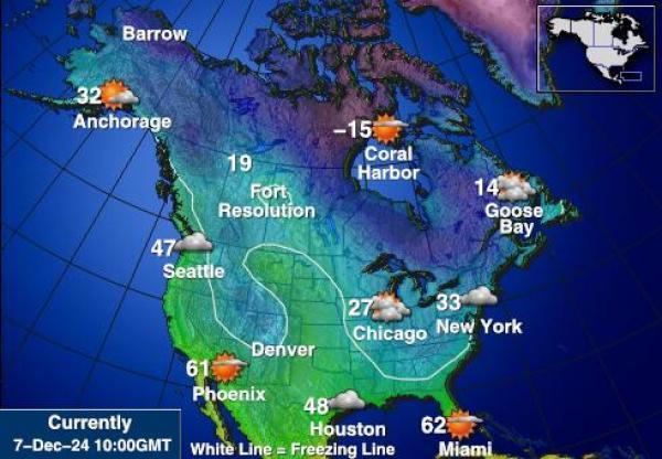 USA Alaska Sääennuste lämpötila kartalla 