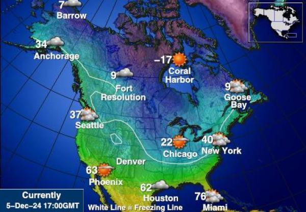 USA Alaska Sääennuste lämpötila kartalla 