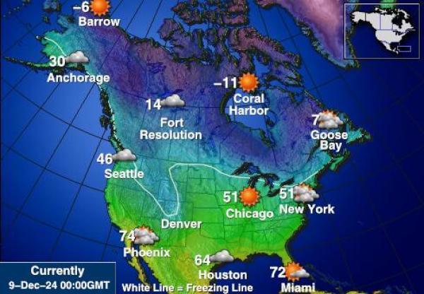 USA Alaska Sääennuste lämpötila kartalla 