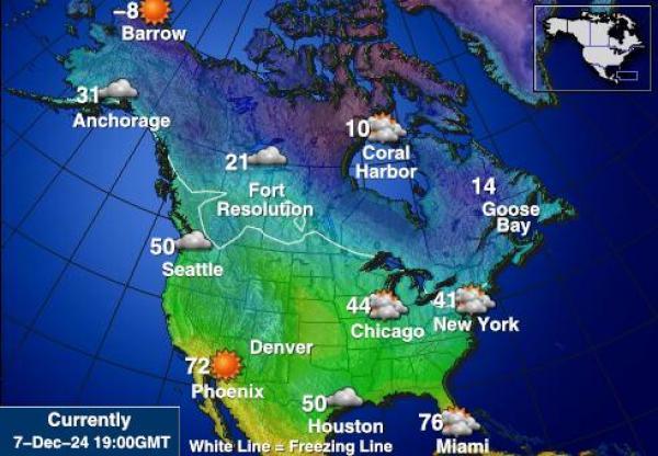 USA Alaska Sääennuste lämpötila kartalla 