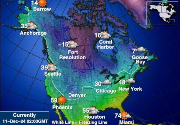 USA Alaska Sääennuste lämpötila kartalla 