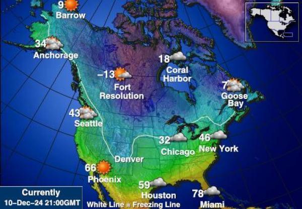 USA Alaska Sääennuste lämpötila kartalla 