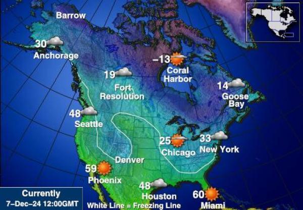 USA Alaska Sääennuste lämpötila kartalla 