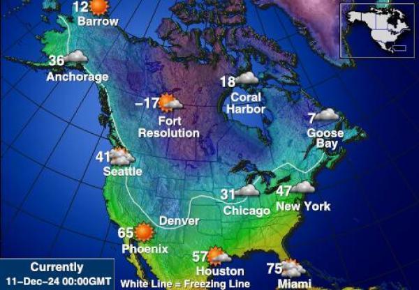 USA Alaska Sääennuste lämpötila kartalla 