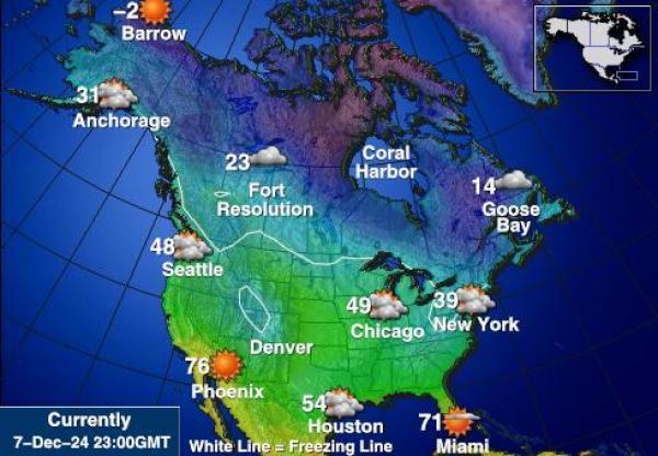 USA Alaska Sääennuste lämpötila kartalla 