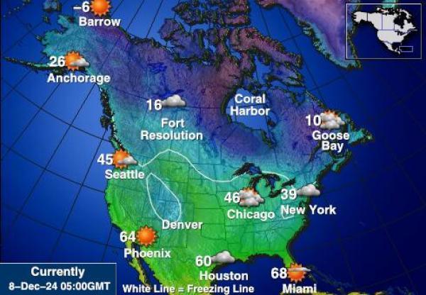 USA Alaska Sääennuste lämpötila kartalla 