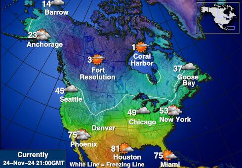 USA Kalifornia Vremenska prognoza, temperatura, karta 