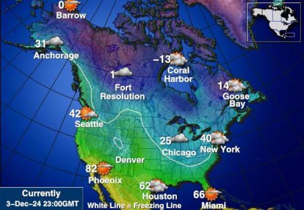 USA District of Columbia Weather Forecast Temperature Map 