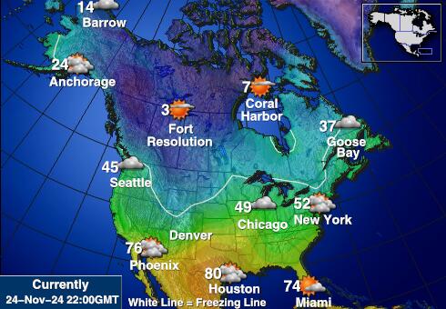 SAD District of Columbia Vremenska prognoza, temperatura, karta 