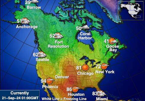 EE.UU. Illinois Mapa del tiempo la temperatura de previsión 