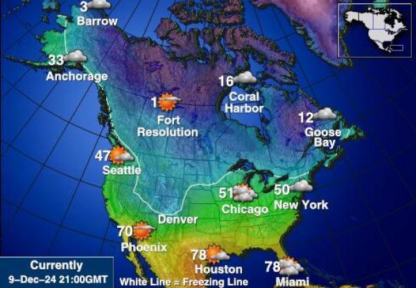 USA Michigan Sääennuste lämpötila kartalla 