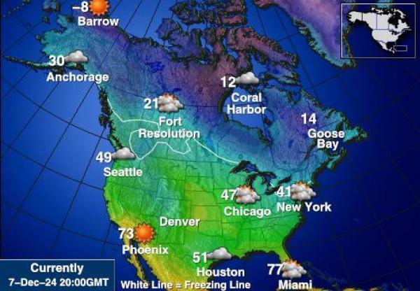 USA Michigan Sääennuste lämpötila kartalla 