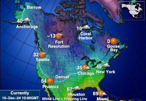 USA Michigan Sääennuste lämpötila kartalla 