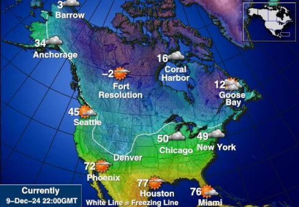 USA Michigan Sääennuste lämpötila kartalla 