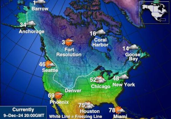 USA Michigan Sääennuste lämpötila kartalla 