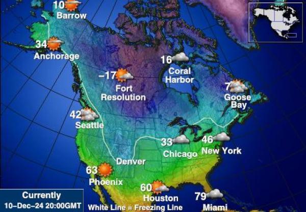 USA Michigan Sääennuste lämpötila kartalla 