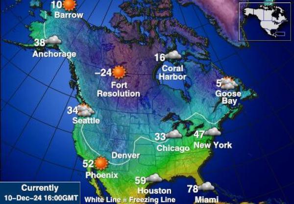 USA Michigan Sääennuste lämpötila kartalla 