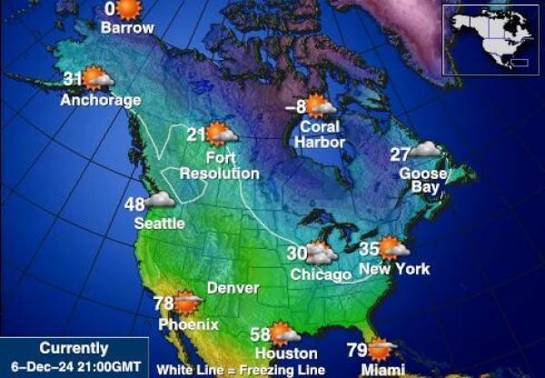 USA Michigan Sääennuste lämpötila kartalla 