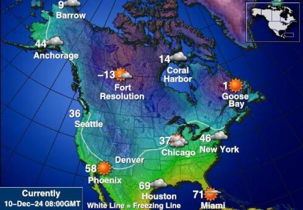 USA Michigan Sääennuste lämpötila kartalla 