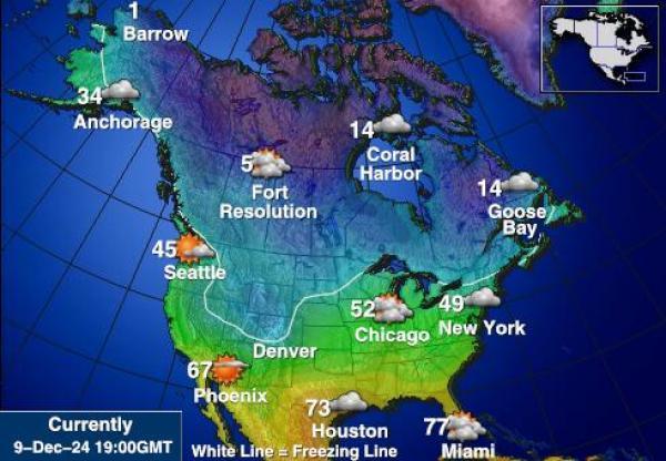 USA Michigan Sääennuste lämpötila kartalla 