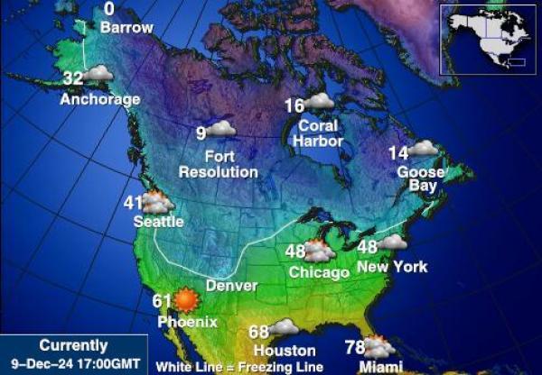 USA Michigan Sääennuste lämpötila kartalla 