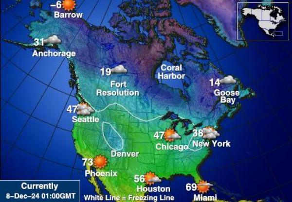 USA Michigan Sääennuste lämpötila kartalla 