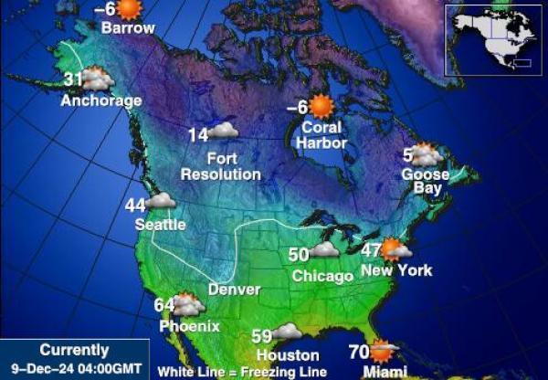 USA Michigan Sääennuste lämpötila kartalla 