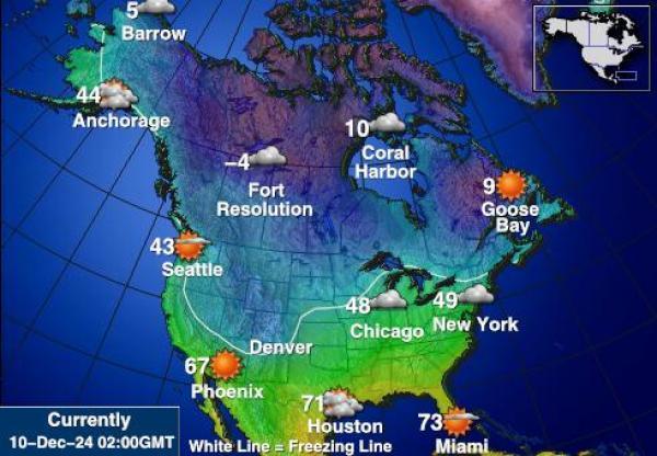 USA Minnesota Sääennuste lämpötila kartalla 