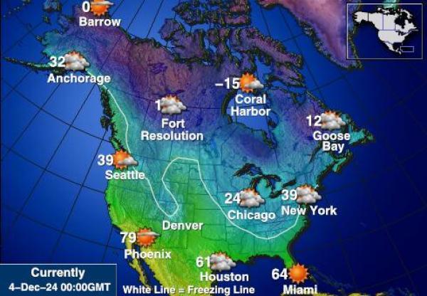 USA Washington Weather Forecast Temperature Map 