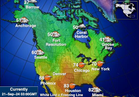 USA USA Værmelding Temperatur kart 