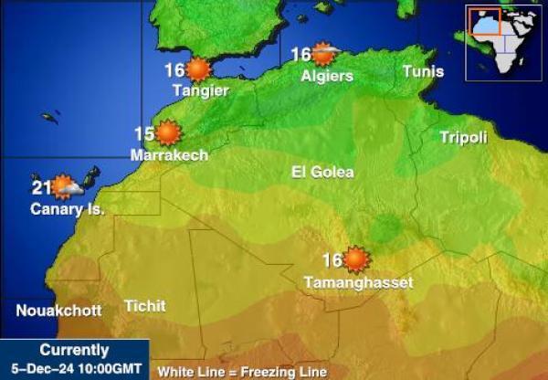 Länsi-Sahara Sääennuste lämpötila kartalla 