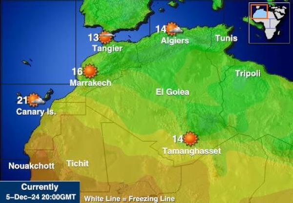 Länsi-Sahara Sääennuste lämpötila kartalla 