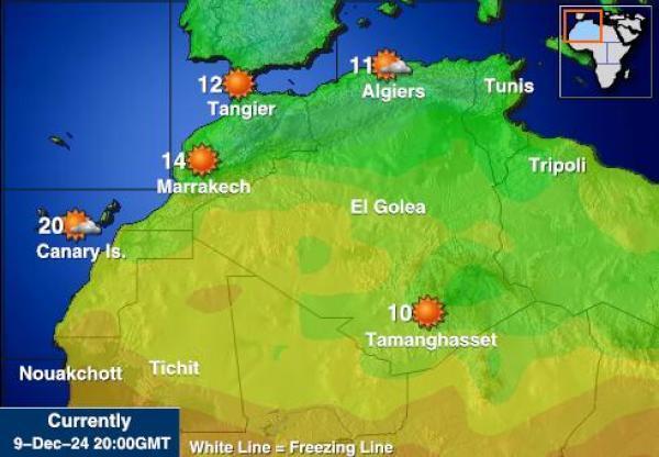 Länsi-Sahara Sääennuste lämpötila kartalla 