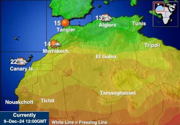 Länsi-Sahara Sääennuste lämpötila kartalla 