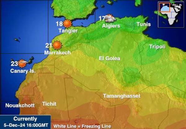 Länsi-Sahara Sääennuste lämpötila kartalla 