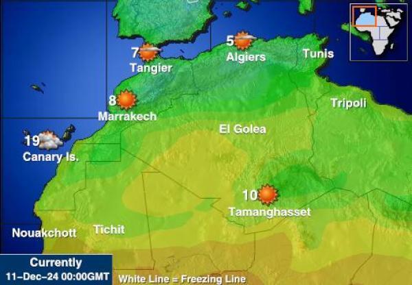 Länsi-Sahara Sääennuste lämpötila kartalla 