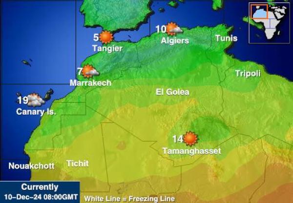 Länsi-Sahara Sääennuste lämpötila kartalla 