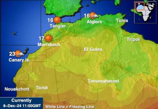 Länsi-Sahara Sääennuste lämpötila kartalla 